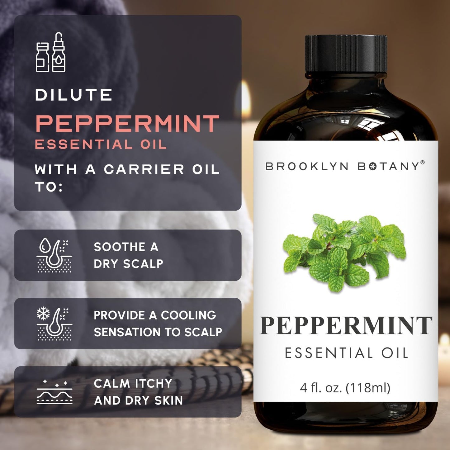 Peppermint Essential Oil – 100% Pure and Natural – Therapeutic Grade Essential Oil with Dropper - Peppermint Oil for Aromatherapy and Diffuser - 4 Fl. OZ