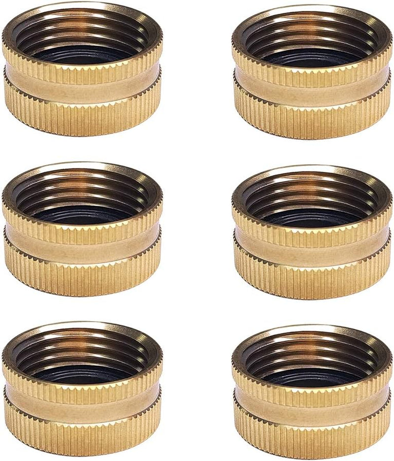 Garden Hose Cap with Washer Brass Hose End Garden Hose Connector Brass Cap 3/4" NH 6Pcs Garden Hose Female Fitting Cap